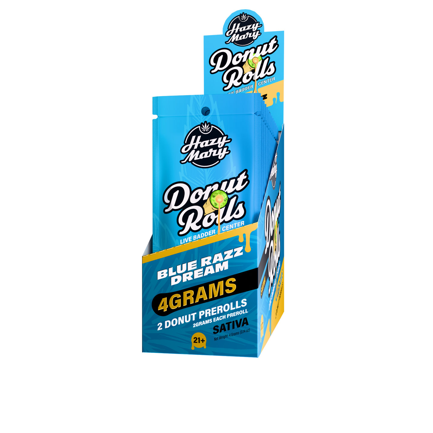 Hazy Mary - Donut Rolls 2PK/4G 10 CT Box - BLUE RAZZ DREAM
