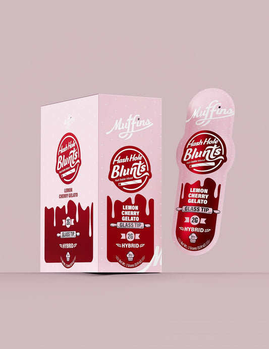 Muffins - THC-A Blunts Hash Hole Preroll 20 Count Display Box | LEMON CHERRY GELATO