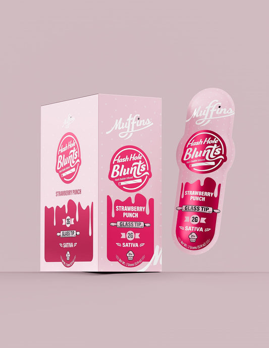 Muffins - THC-A Blunts Hash Hole Preroll 20 Count Display Box | STRAWBERRY PUNCH